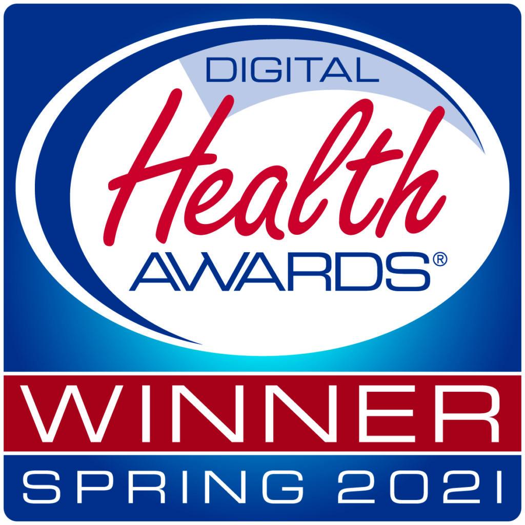 Blue and red digital health awards logo