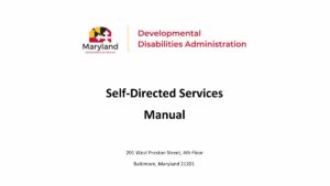 An image of the cover of Maryland Department of Health Developmental Disabilities Administration Self-Directed Services Manual